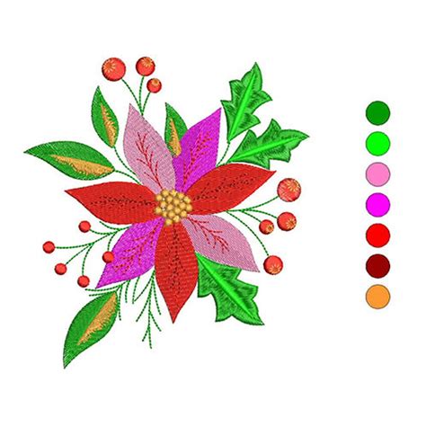 Christmas Poinsettia Flower Machine Embroidery Designs Etsy