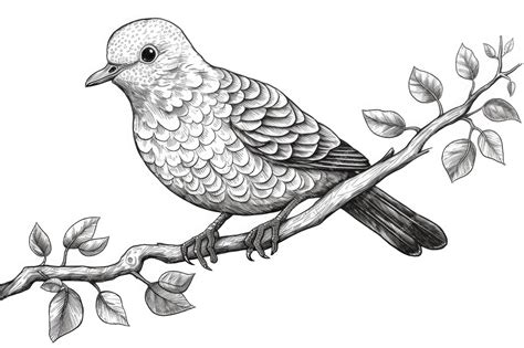 Premium Ai Image Cute Dove Drawing On White Background Generative Ai
