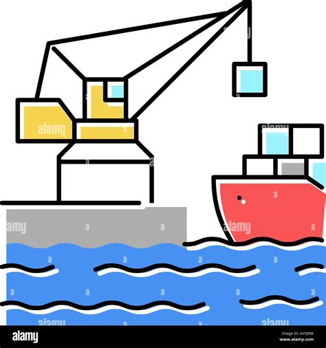 Crane Port Color Icon Vector Illustration Stock Vector Image And Art Alamy