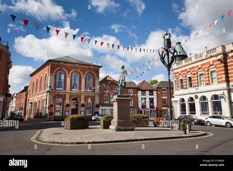 Romsey Town Hall And Lord Palmerston Statue In Market Place Romsey