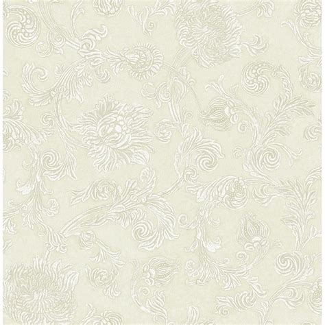 Seabrook Designs Shoshania Floral Scroll Unpasted Wallpaper 205 In