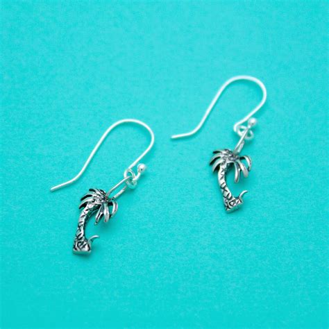 Cute Palm Tree Earrings Tropical Beach Jewelry Sterling Etsy