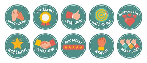 Collection of motivational stickers for great work. Stickers, badges ...