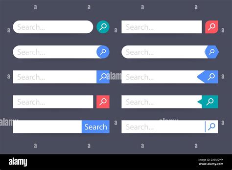 Set Search Bar Vector Element Design Set Of Search Boxes Ui Template