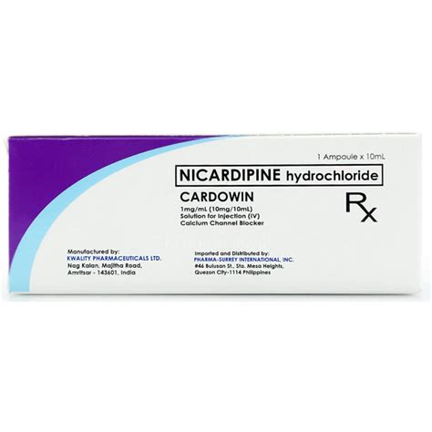 Cardowin Nicardipine Hydrochloride 1mg Ml 10mg 10ml Solution For