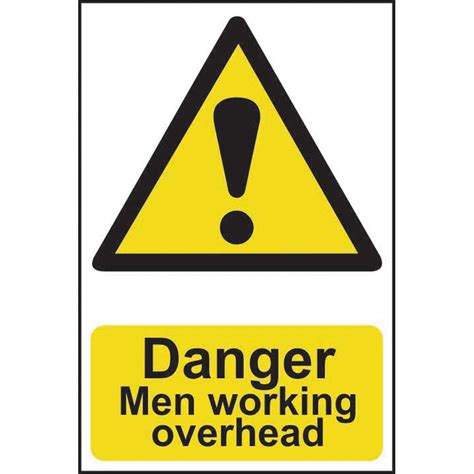 Danger Men Working Overhead Sign Self Adhesive Semi Rigid Pvc 400mm X 600mm Rsis