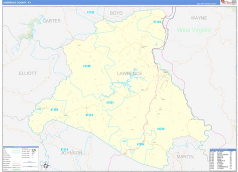 Lawrence County, KY Zip Code Wall Map Basic Style by MarketMAPS - MapSales