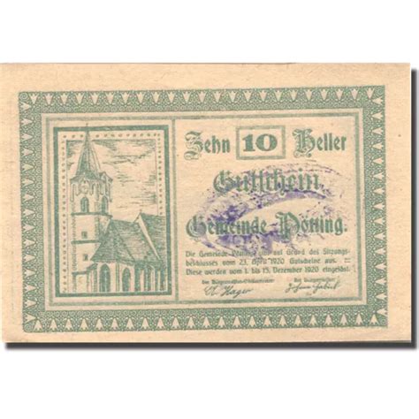 Geldschein Sterreich P Tting Heller Eglise Unz