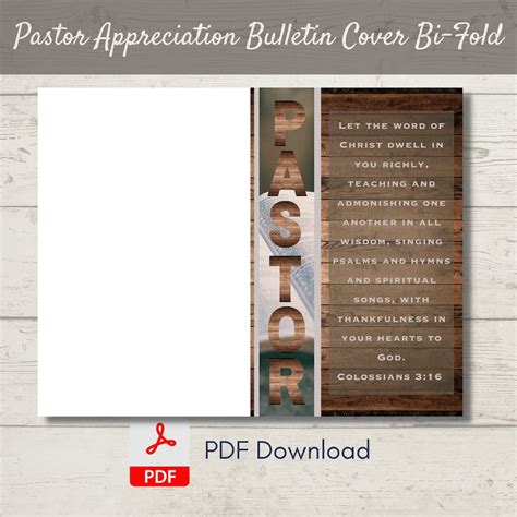 Pastor Appreciation Church Bulletin Cover Bi Fold Design Pdf Pastor