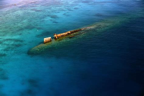 Aerial Photo Of The Wreck Of The German Heavy Cruiser Prinz Eugen