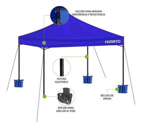 Gazebo Para Playa X Autoarmable Plegable Reforzado Azul En Venta En