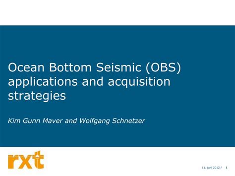 PDF Ocean Bottom Seismic OBS Applications And Acquisition PDF