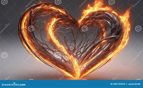 Burning Heart In Fire A Heart Of Fire That Burns With Passion Stock Illustration Illustration