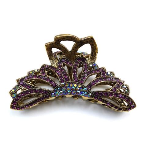 Grande Pince Crabe Cheveux M Tal Et Strass Cm Violet Rc