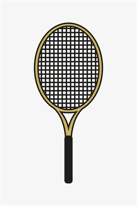 Outline Vector Illustration Of A Tennis Racket On White Background A