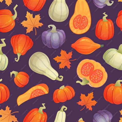 premium vector autumn squash pattern pumpkin seamless print