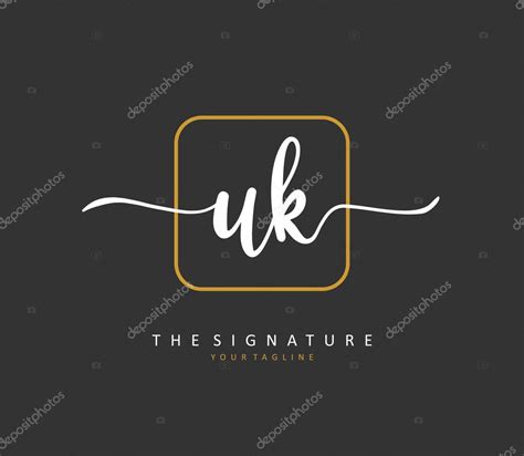 U K Uk Inicial Letra Letra Y Firma Logotipo Un Concepto De Escritura A