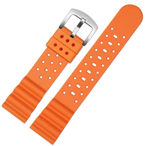 Laser Dice Quick Release Fkm Rubber Strap Orange Silver Pin Buckle Strapseeker