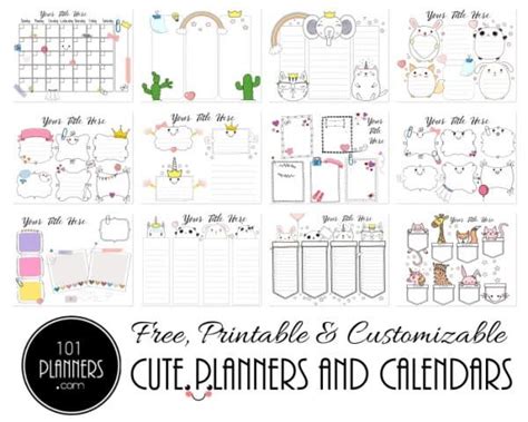 FREE Printable Cute Planner & Calendar | Customize Online