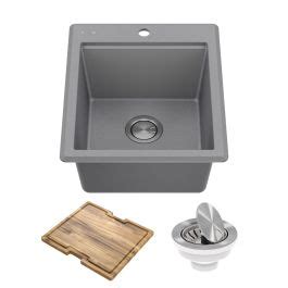 18" Granite Single Bowl Kitchen Bar Sink | Metallic Grey | Kraus