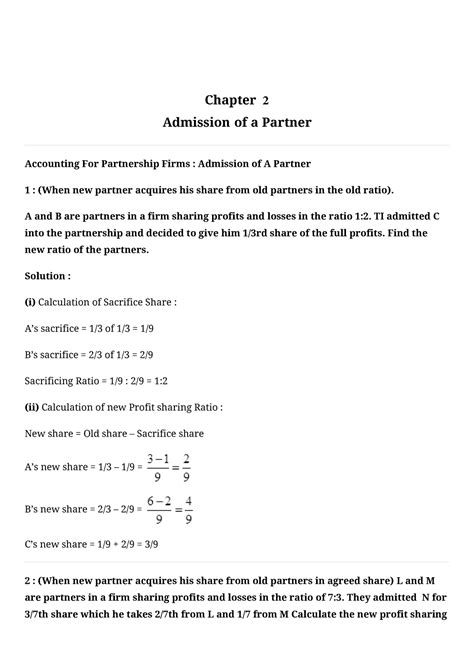 Class 12 Value Based Questions Accountancy Chapter Admission Of A