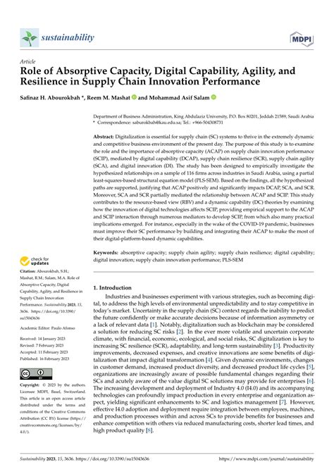 Pdf Role Of Absorptive Capacity Digital Capability Agility And