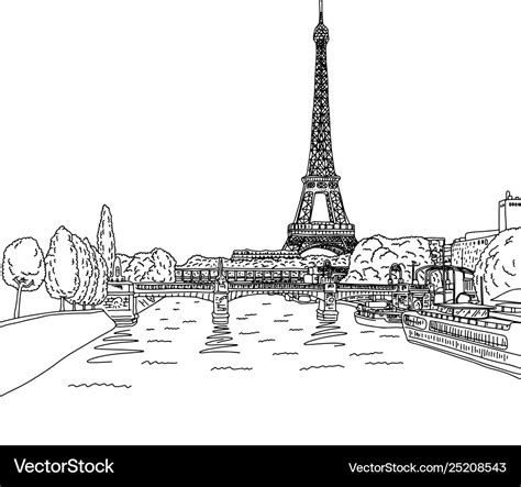 Eiffel tower in paris with landscape Royalty Free Vector