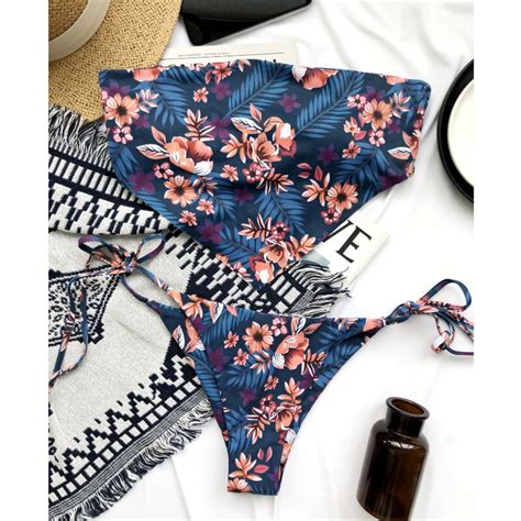 Jual PREORDER GNIM Sexy Bandeau Baju Renang Wanita 2 Buah Bikini Mujer