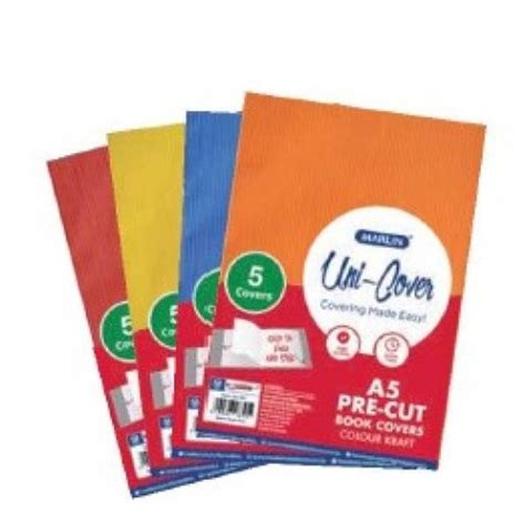 Marlin - A5 Pre-Cut Book Covers (Colour Kraft, 5-Pack)