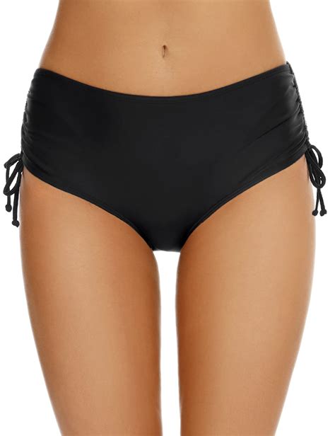 Bonneuitbebe Womens Swimsuit Bottoms Mid Waist Bikini Bottoms Black