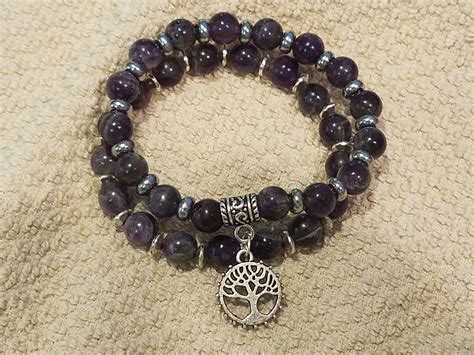 Amethyst Gemstone Bead Bracelet Set Metaphysical Healing Etsy