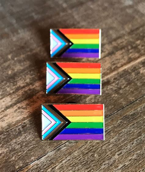 Progress Pride Flag Set Of 3 1 Enamel Lapel Pins Badge Etsy