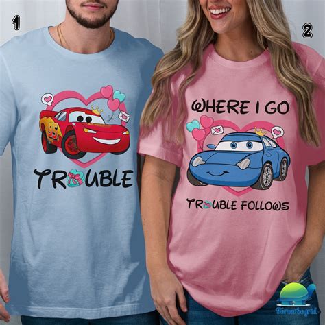 Lightning Mcqueen Sally Carrera Couple Shirt Cars Movie Couple Shirt