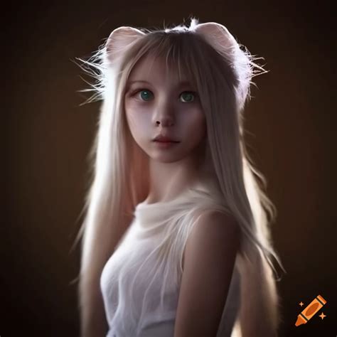 Art Of A Humanoid Cat Girl With Cat Ears And Tail