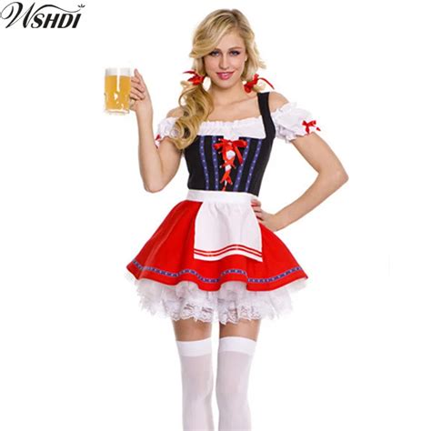 Adult Beer Maid Uniformen Sexy Bier Serveerster Kostuum Carnaval Oktoberfest Dirndl Kostuum