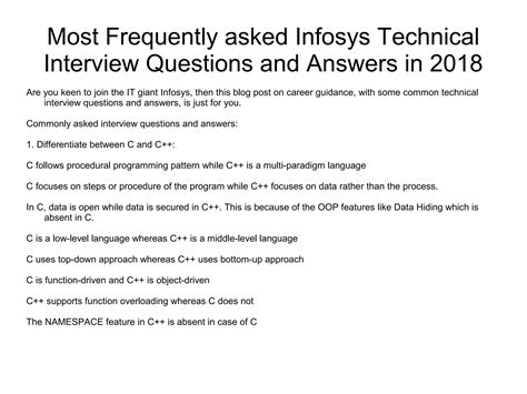 Most Frequently Asked Infosys Technical Interview Questions And Answers