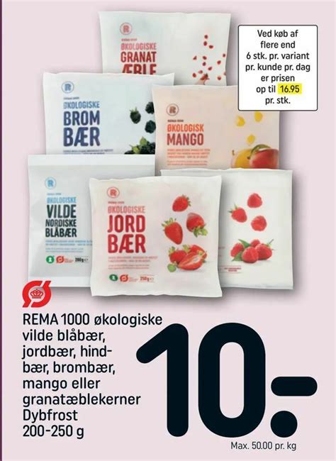 REMA 1000 økologiske vilde blåbær jordbær hind bær brombær mango