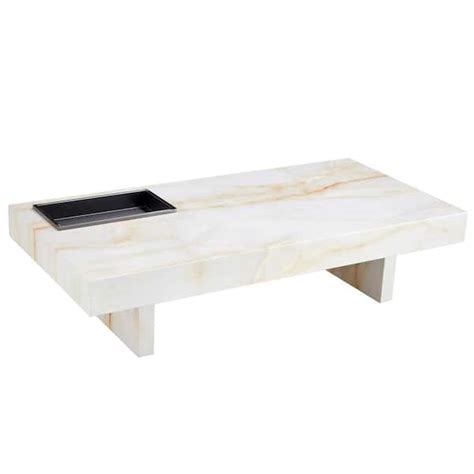 Polibi Modern In White Rectangle Faux Marble Coffee Table Rs