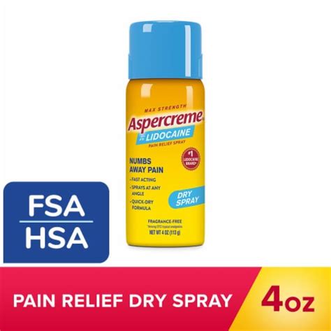 Aspercreme Maximum Strength Lidocaine Dry Spray Topical Pain Relief 4% Lidocaine, 4 oz - Kroger