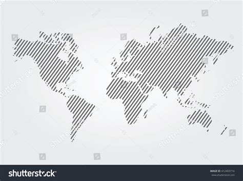 Vector Lined Gray World Map Stock Vector (Royalty Free) 412403716 ...