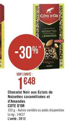 Promo Chocolat Noir Aux éclats De Noisettes Caramélisées Et D amandes