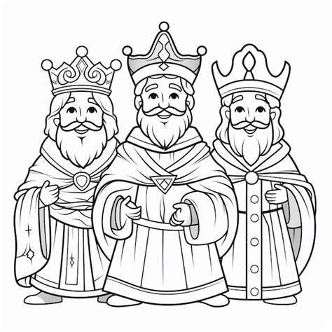 Premium Photo Three Wise Men Coloring Pages Generative Ai