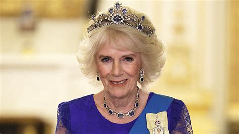 Queen Consort Camilla Wears Queen Elizabeths Sapphire Tiara At The