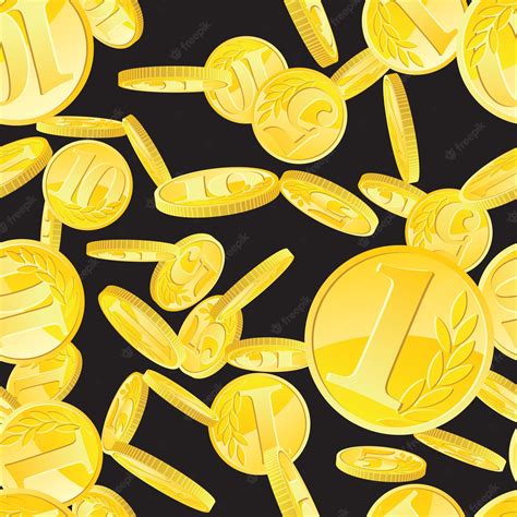 Premium Vector Golden Coins Seamless Pattern