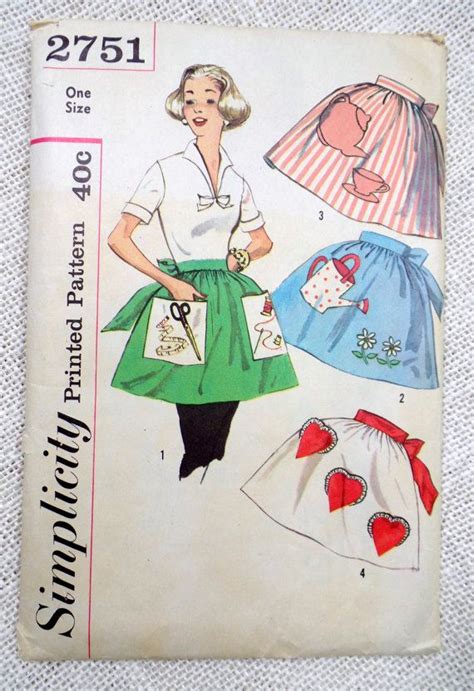 Vintage Sewing Pattern Apron Simplicity 2751 1950s Bib Etsy Aprons