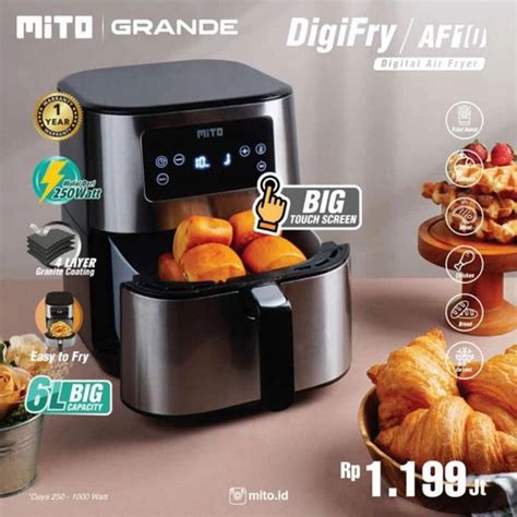 Jual Mito Digital Air Fryer Grande Digifry Af Af Kapasitas Liter