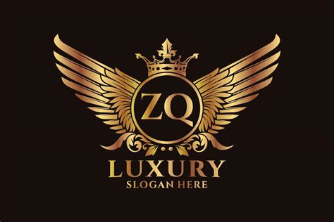 Luxury Royal Wing Letter Zq Crest Gold Color Logo Vector Victory Logo