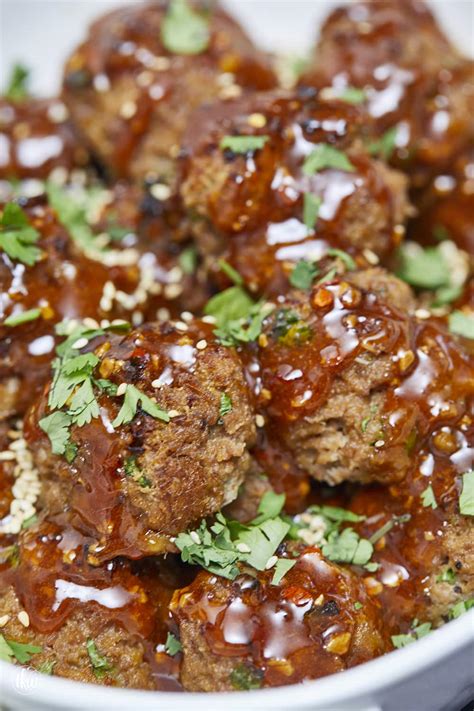 Honey Sriracha Glazed Turkey Meatballs The Kitchen Whisperer