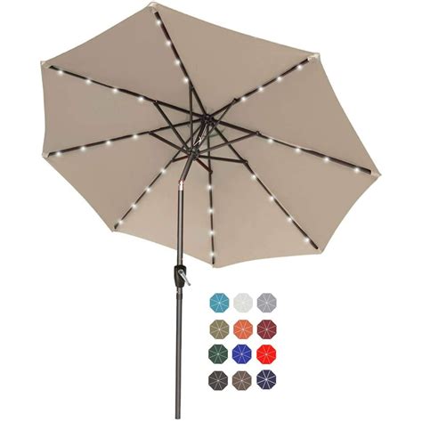 Abccanopy 9ft Patio Umbrella Ourdoor Solar Umbrella Led Umbrellas With 32led Lights Tilt And