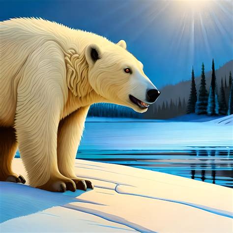 Una Pintura De Un Oso Polar Parado En La Nieve Foto Premium